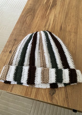 Bej Renkli Örgü Kadın Bere - Görsel 4