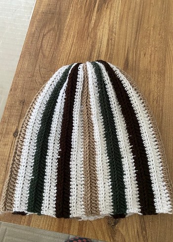 Bej Renkli Örgü Kadın Bere - Görsel 3