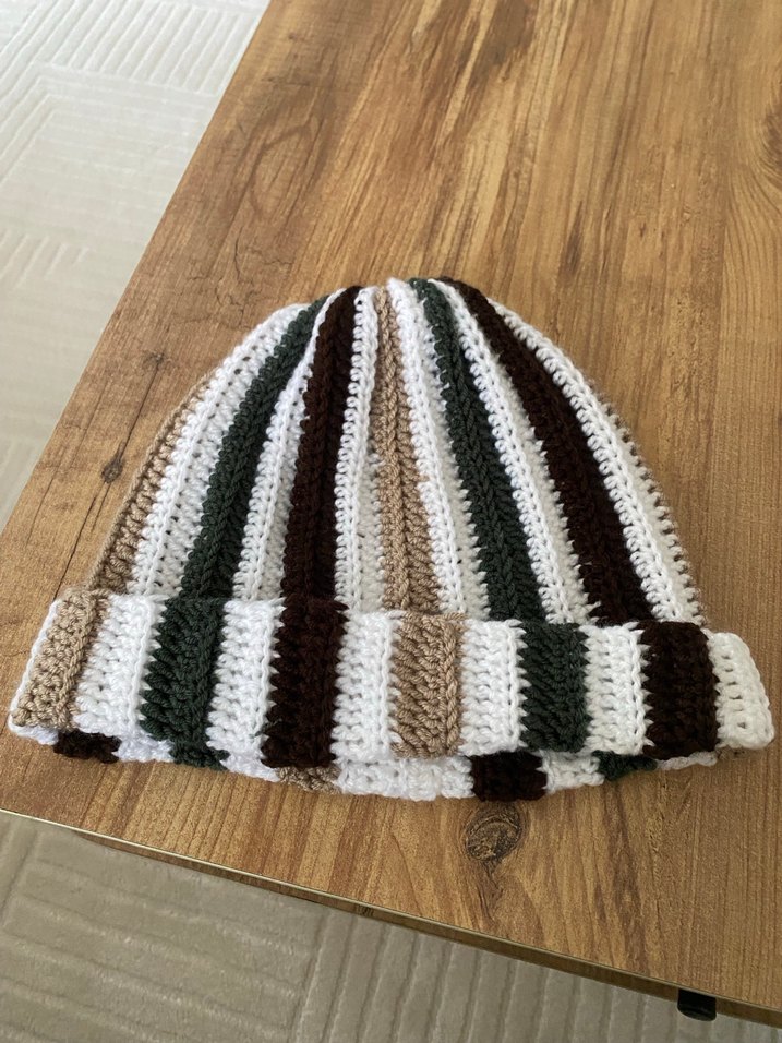 Bej Renkli Örgü Kadın Bere - Görsel 4