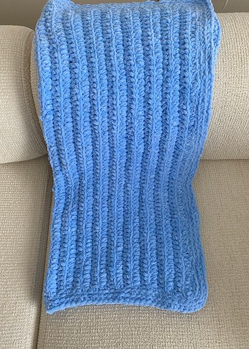 Pastel Mavi Örgü Çocuk Battaniyesi - Görsel 2