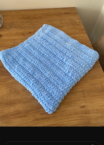 Pastel Mavi Örgü Çocuk Battaniyesi - Görsel 3