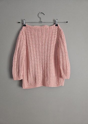 Kız Çocuk Pembe Örgü Hırka - Görsel 3