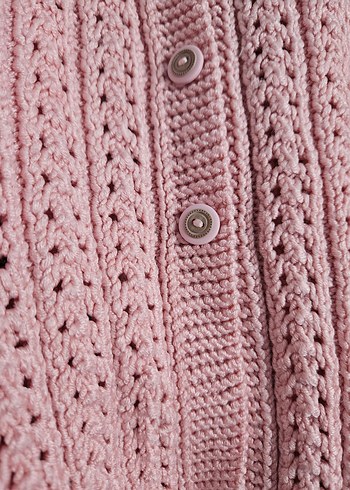 Kız Çocuk Pembe Örgü Hırka - Görsel 5