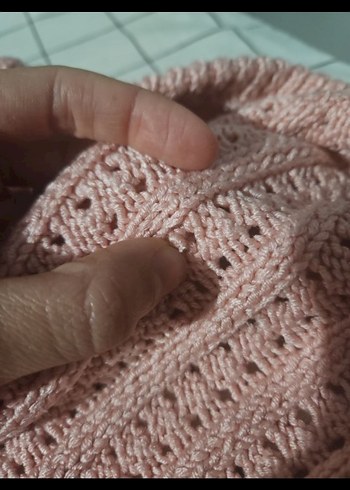 Kız Çocuk Pembe Örgü Hırka - Görsel 8