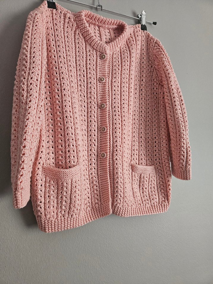 Kız Çocuk Pembe Örgü Hırka - Görsel 2