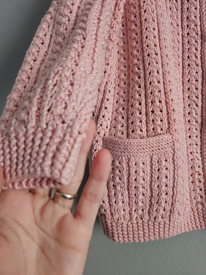 Kız Çocuk Pembe Örgü Hırka - Görsel 4