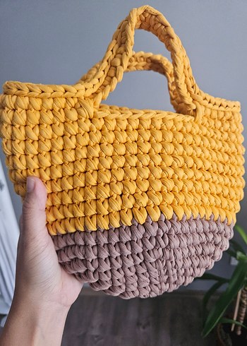 Sarı Örgü Kadın Çanta - Görsel 4