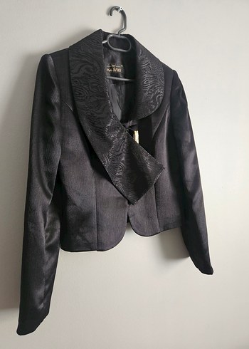 Diğer Siyah Fularlı Kadın Blazer Ceket