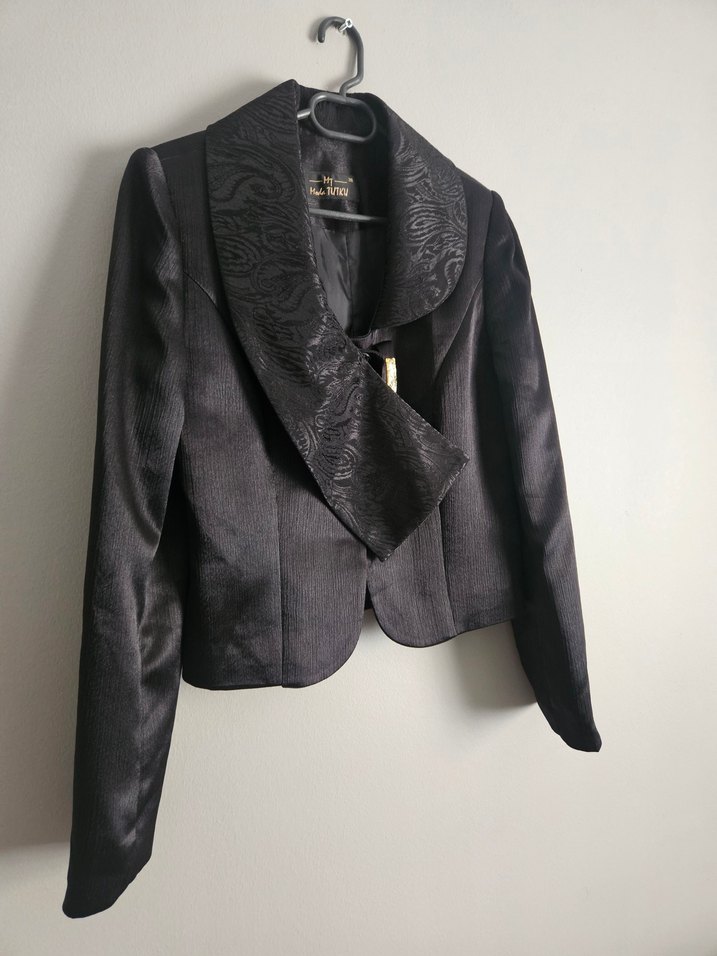 Siyah Fularlı Kadın Blazer Ceket - Görsel 2