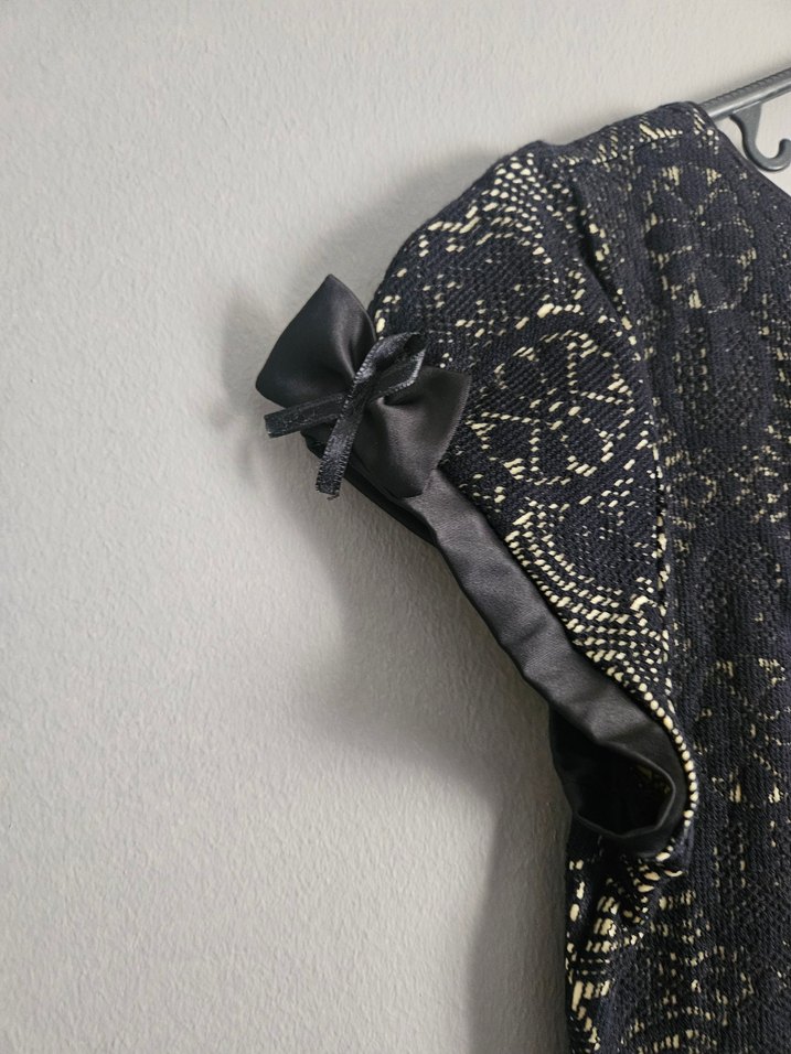 Dantel Detaylı Siyah Sarı Elbise - Görsel 5