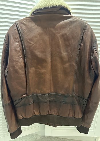 Kahverengi Kürklü  Deri  Ceket top gun - Görsel 4