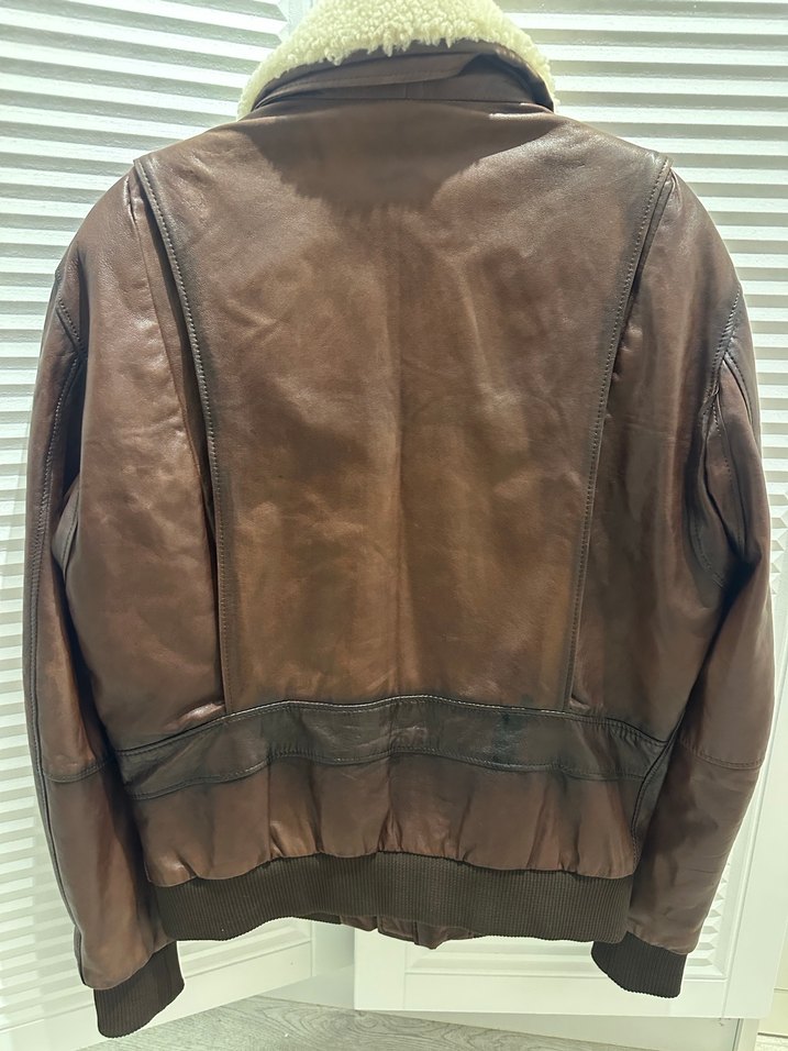 Kahverengi Kürklü  Deri  Ceket top gun - Görsel 4