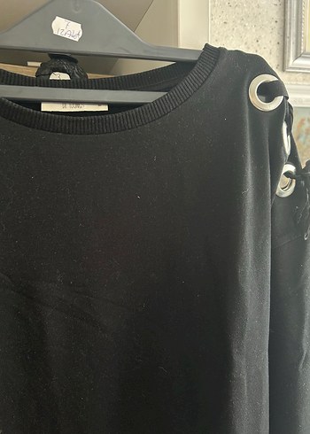 m Beden Düğmeli Siyah Kadın Sweatshirt
