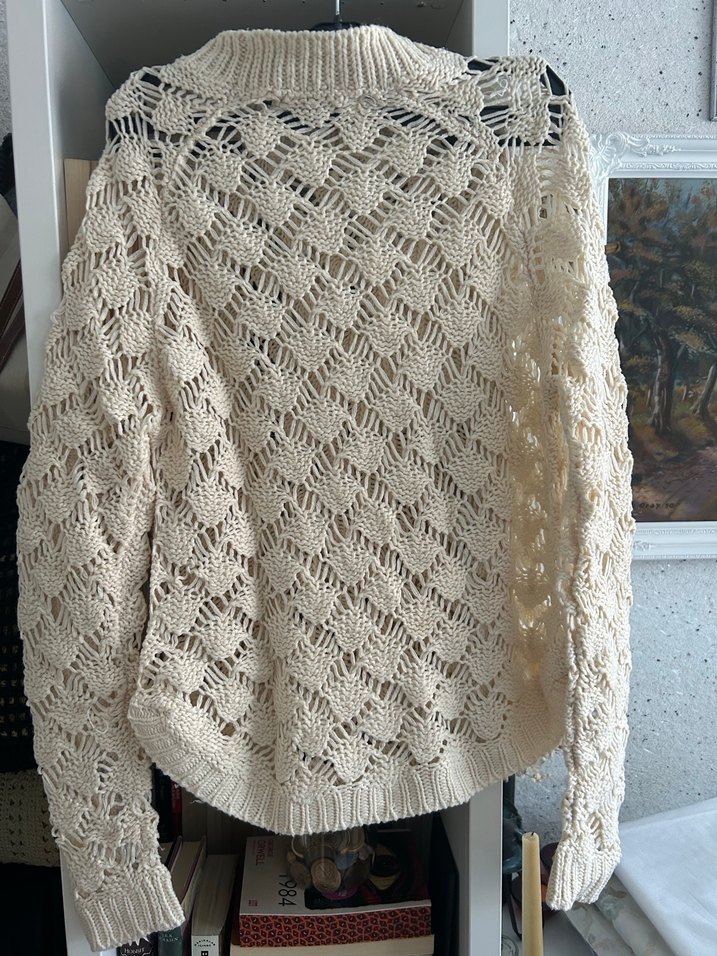 Bej Örgü Bohem Kadın Kazak - Görsel 3