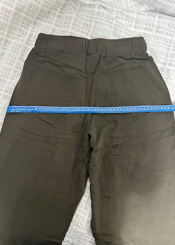 Haki Keten Bol Kesim Kadın Pantolon - Görsel 6