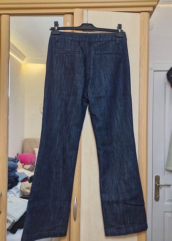 Kadın Lacivert Midi Bol Kesim Kot Pantolon - Görsel 3