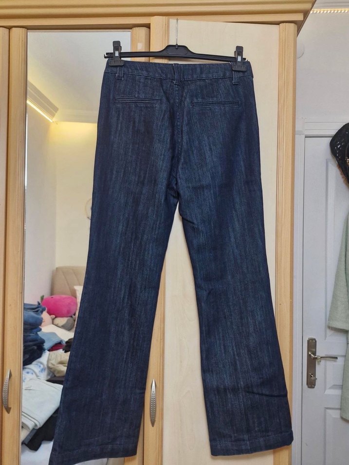 Kadın Lacivert Midi Bol Kesim Kot Pantolon - Görsel 3