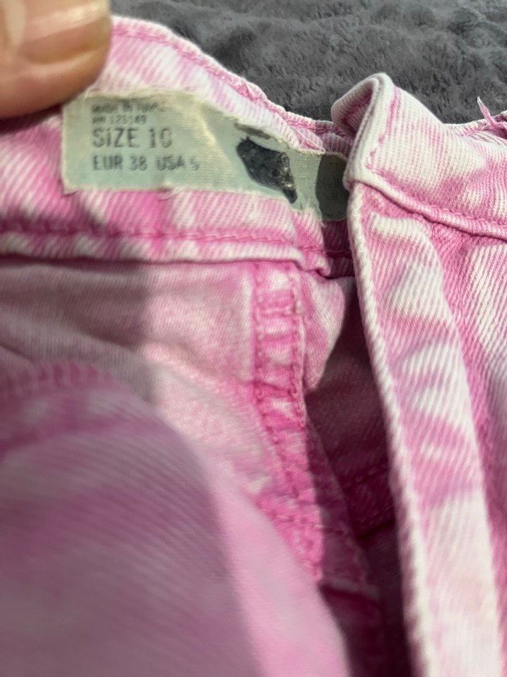 Pembe Bağlama Desenli Mini Denim Şort - Görsel 2