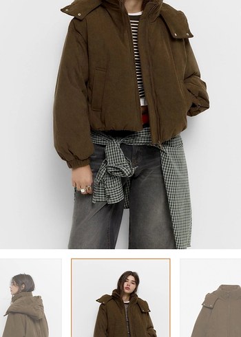 Pull bear hiç giyilmemiş kahverengi mont s beden - Görsel 2