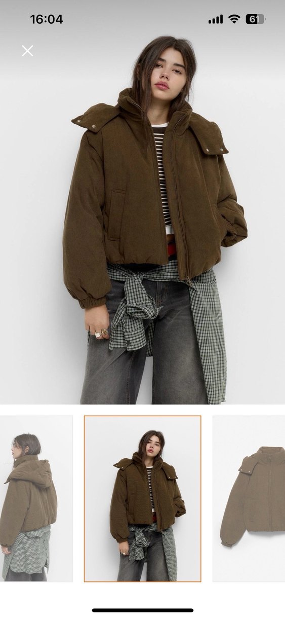 Pull bear hiç giyilmemiş kahverengi mont s beden - Görsel 2