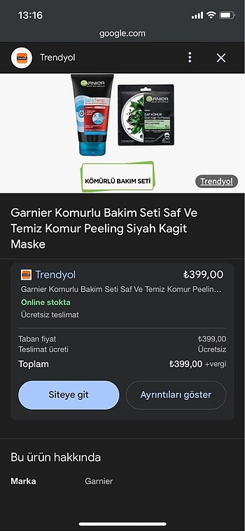 Garnier yüz temizleme peeling maske