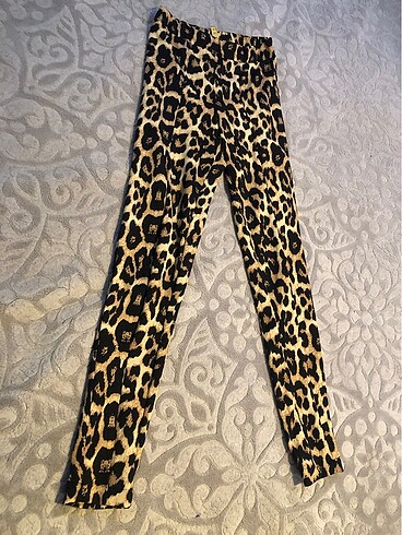 Likralı leopar pantolon görünümlü tayt