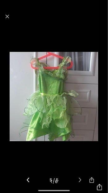 4 Yaş Beden Tinkerbell yeşil peri kostüm