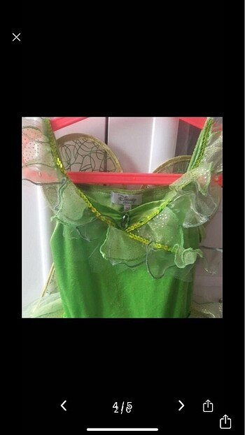 4 Yaş Beden yeşil Renk Tinkerbell yeşil peri kostüm