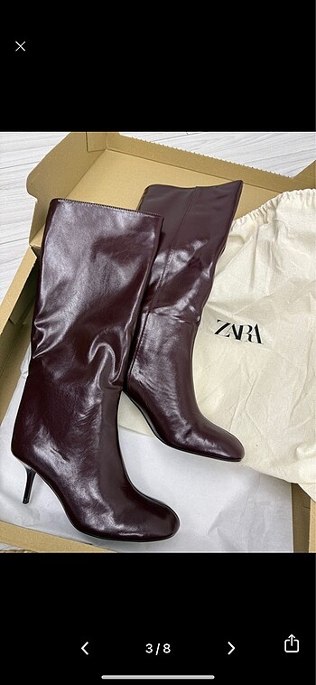 38 Beden bordo Renk Zara yeni etiketli çizme