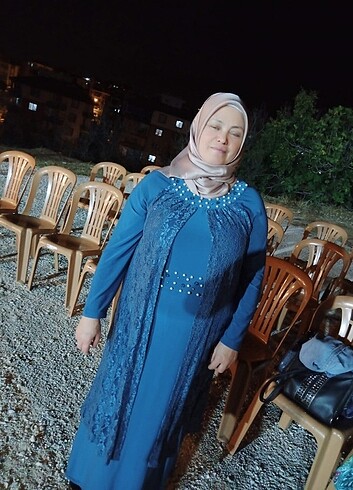 48 Beden Mavi abiye elbise