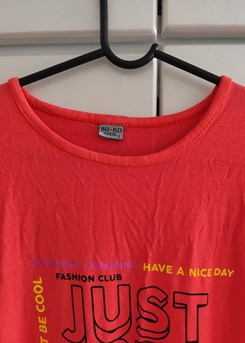 Renkli Baskılı Kırmızı Kadın Tişört - Görsel 5