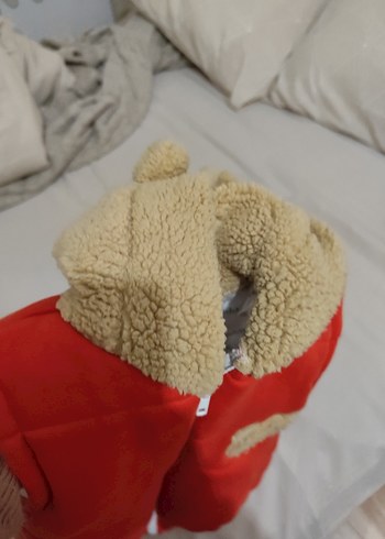 Kürklü Kapüşonlu Erkek Çocuk Kırmızı Yelek - Görsel 8