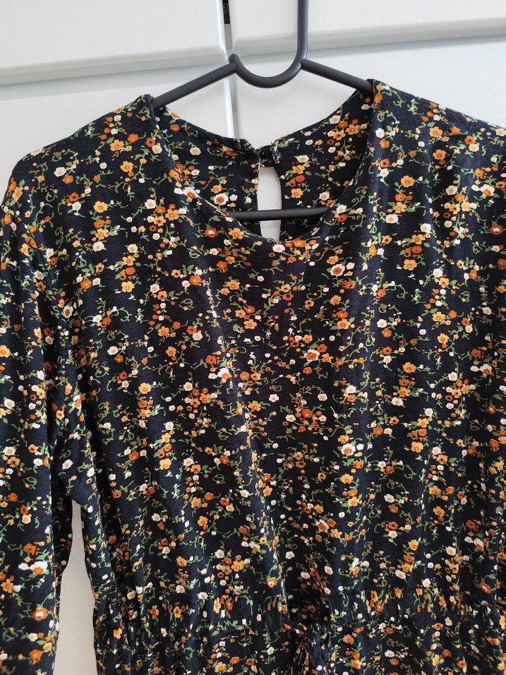 Düğmeli, V Yakalı, Bağcıklı Bohem Bluz - Görsel 4