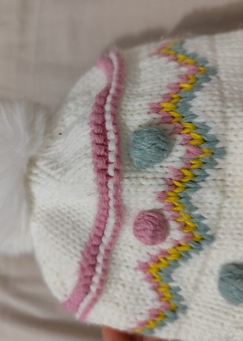 Renkli Nakışlı Örgü Çocuk Bere - Görsel 3