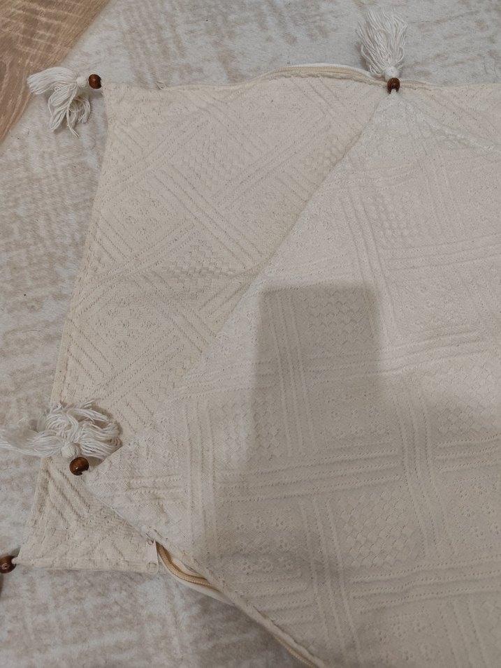 Nakışlı Bohem Beyaz Kırlent Kılıfı - Görsel 2