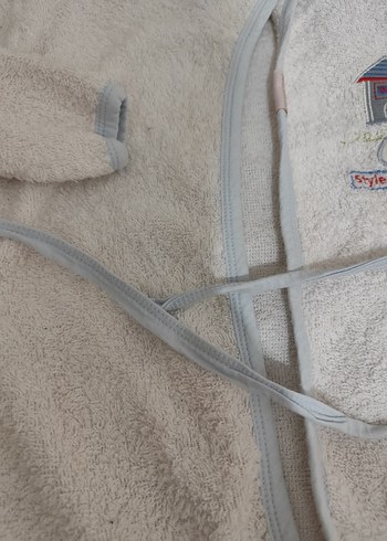 Nakışlı Erkek Çocuk Bornozu Beyaz - Görsel 3