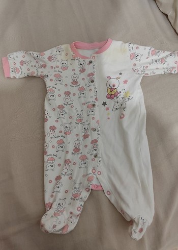 Bebek Kız Baskılı Beyaz Tulum - Görsel 2