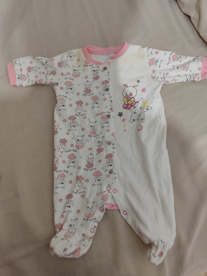 Bebek Kız Baskılı Beyaz Tulum - Görsel 2