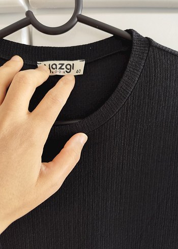 Kadın Siyah Uzun Keten Elbise - Görsel 4