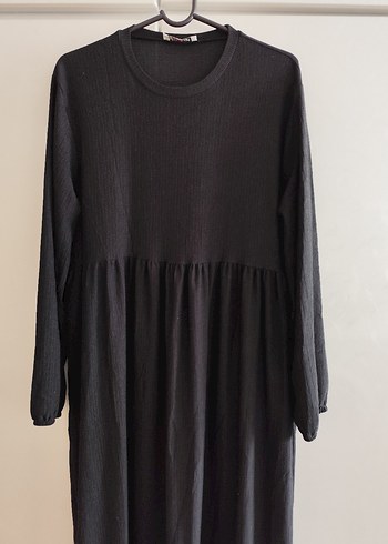 Kadın Siyah Uzun Keten Elbise - Görsel 2