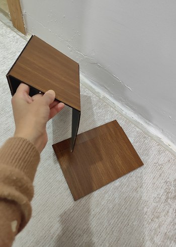 Katlanabilir Yan Sehpa - Kahverengi - Görsel 12