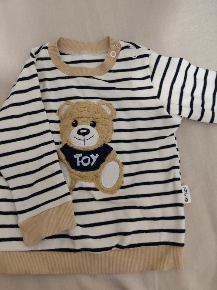 Uzun Kollu Erkek Çocuk Ayıcık Baskılı Sweatshirt - Görsel 2