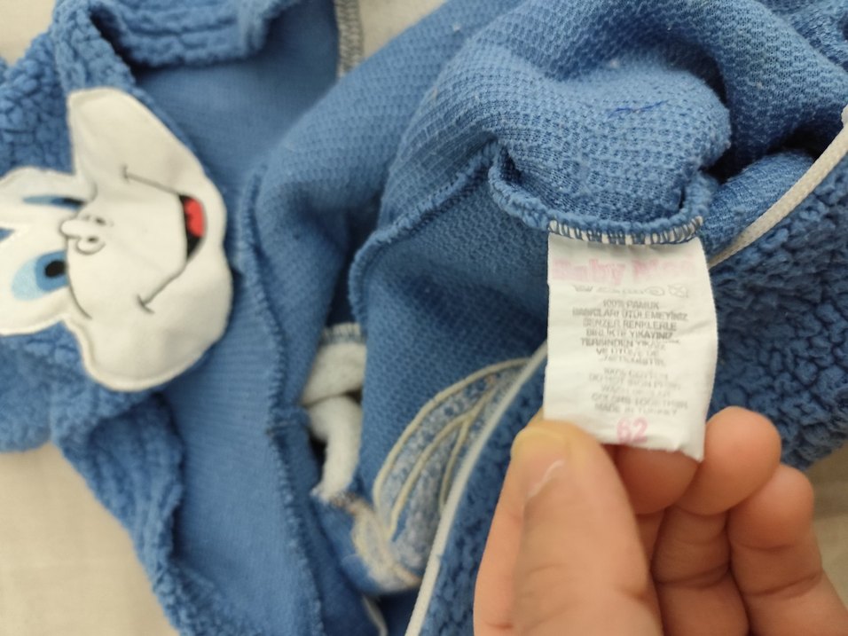 Mavi Baskılı Kürklü Bebek Tulumu - Görsel 4