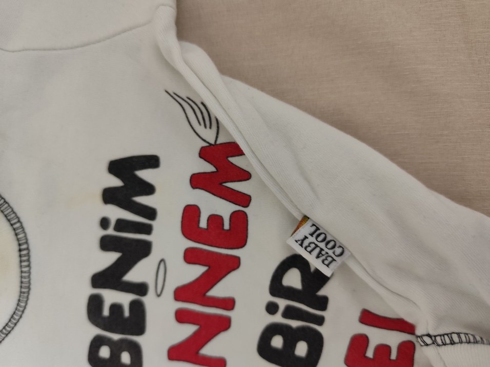 Uzun Kollu, Baskılı Beyaz Bebek Body - Görsel 4