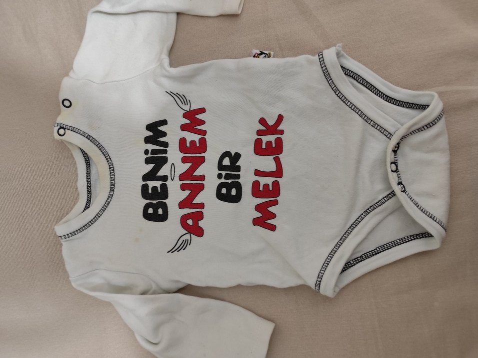 Uzun Kollu, Baskılı Beyaz Bebek Body - Görsel 2