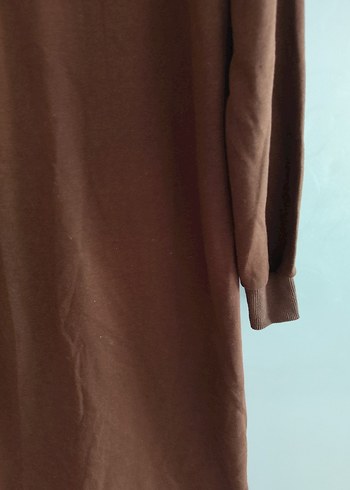 Kahverengi Yarım Fermuarlı Triko Elbise - Görsel 3