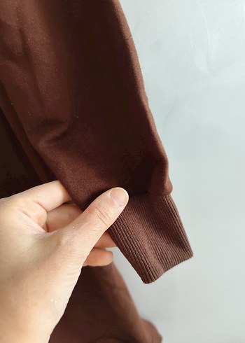 Kahverengi Yarım Fermuarlı Triko Elbise - Görsel 4