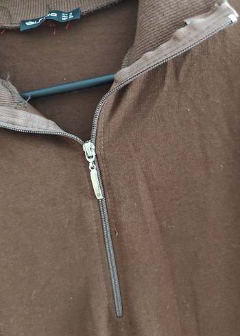 Kahverengi Yarım Fermuarlı Triko Elbise - Görsel 6