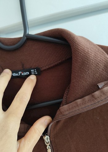 Kahverengi Yarım Fermuarlı Triko Elbise - Görsel 5