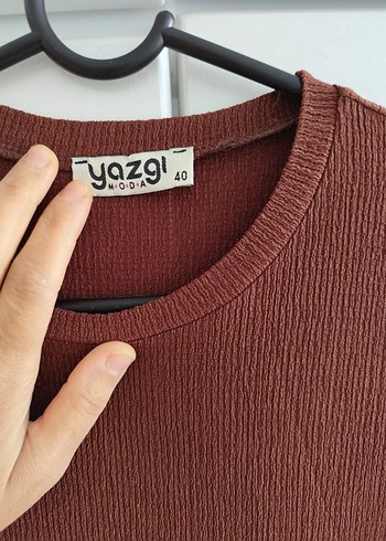 Kadın Kahverengi Uzun Keten Elbise - Görsel 4